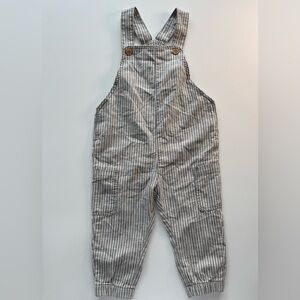 H&M Gray and White Striped Overalls